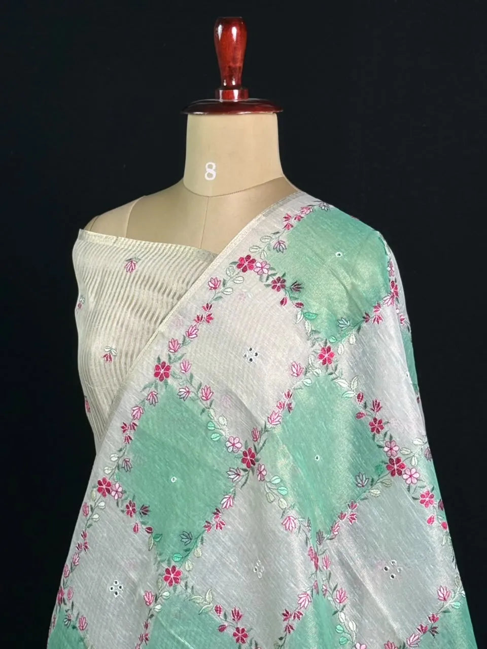 Elegant Floral Embroidered Saree