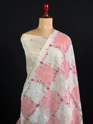 Elegant Floral Embroidered Saree