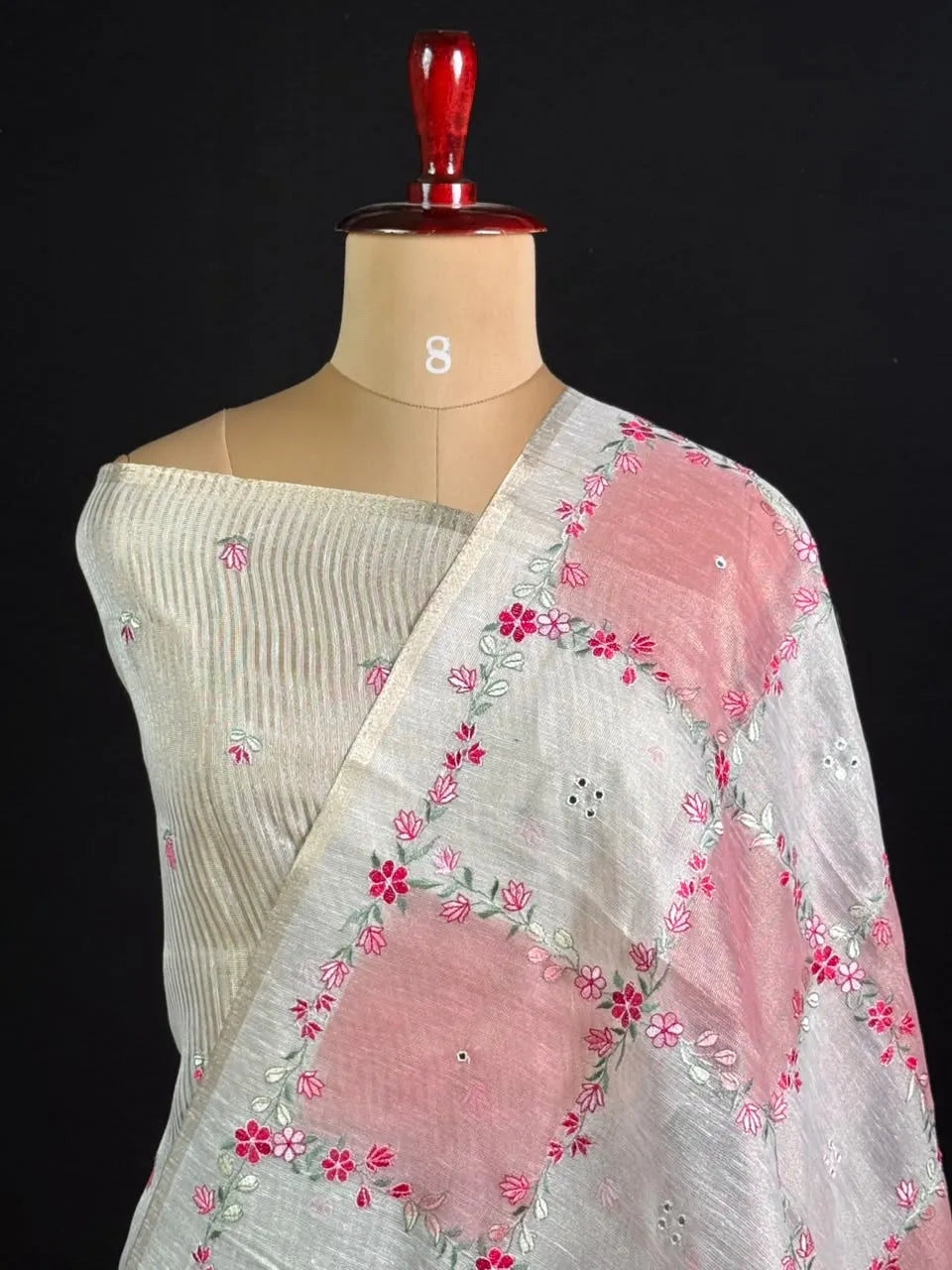 Elegant Floral Embroidered Saree