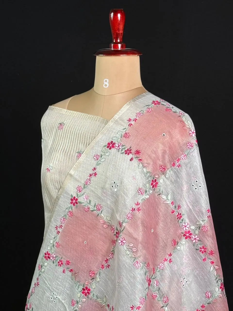 Elegant Floral Embroidered Saree
