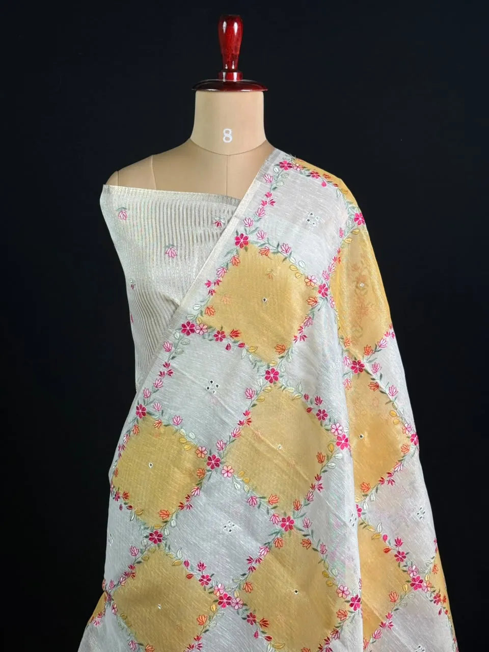 Elegant Floral Embroidered Saree
