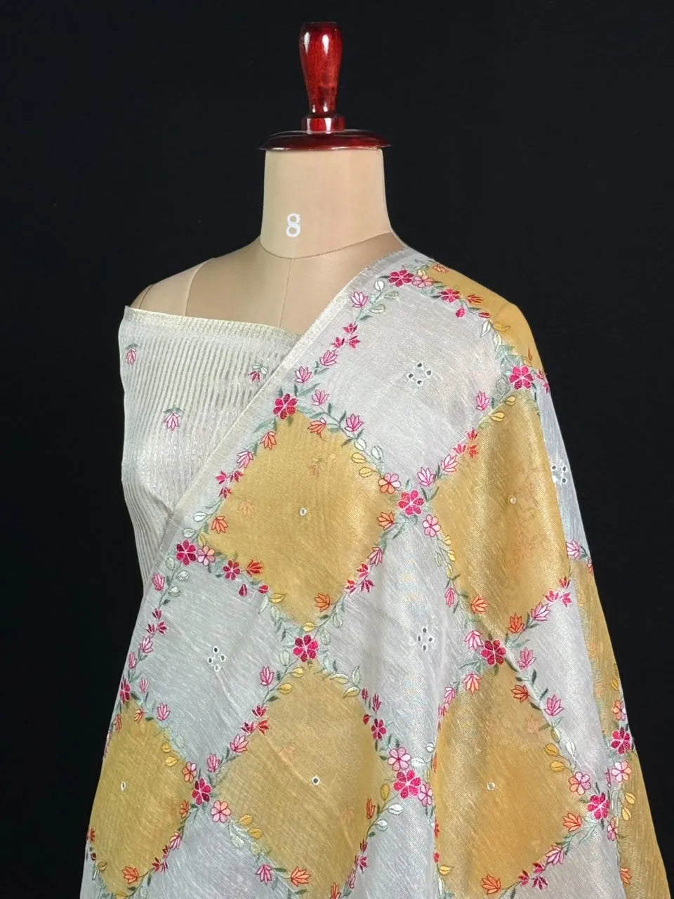 Elegant Floral Embroidered Saree