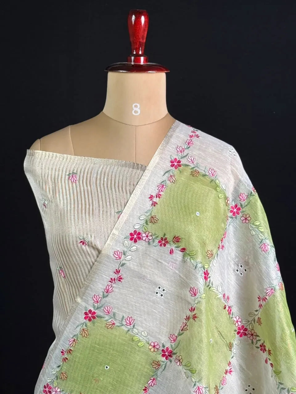 Elegant Floral Embroidered Saree