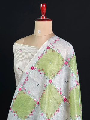 Elegant Floral Embroidered Saree
