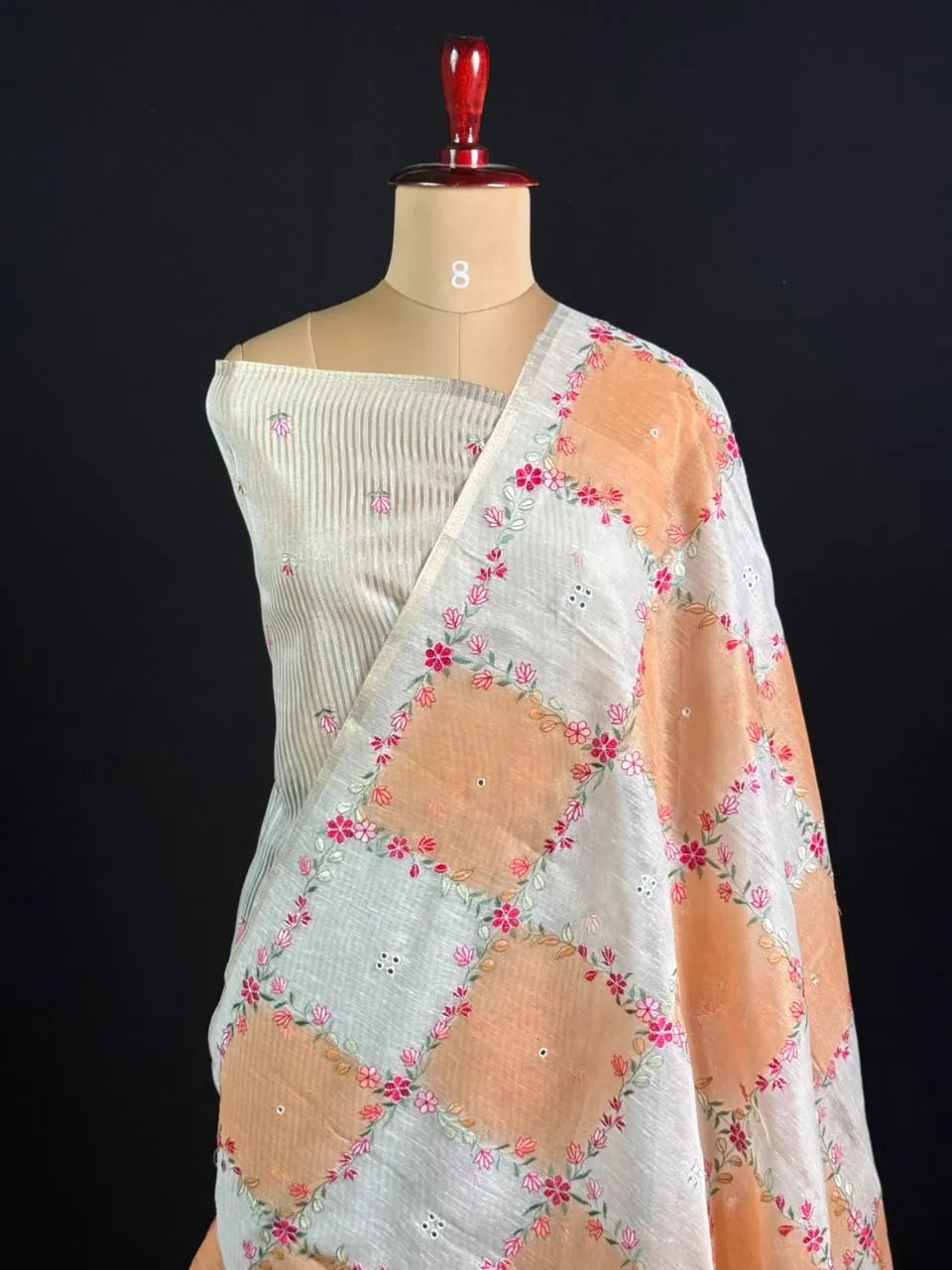 Elegant Floral Embroidered Saree