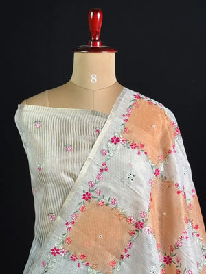 Elegant Floral Embroidered Saree