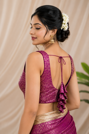 Rich Texture Jacquard Silk Designer Blouse