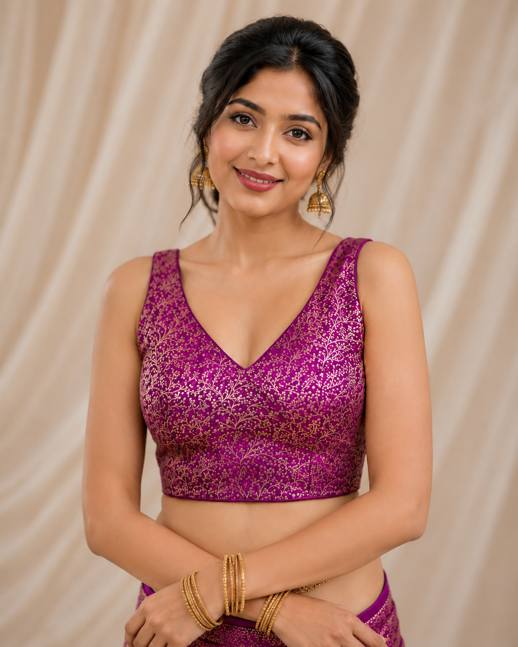 Rich Texture Jacquard Silk Designer Blouse