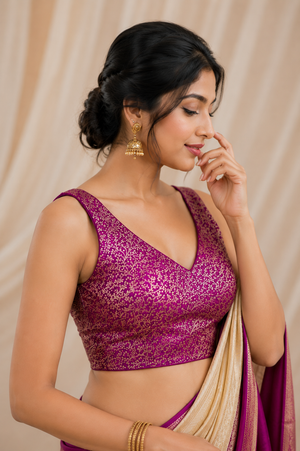 Rich Texture Jacquard Silk Designer Blouse