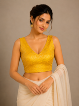 Rich Texture Jacquard Silk Designer Blouse
