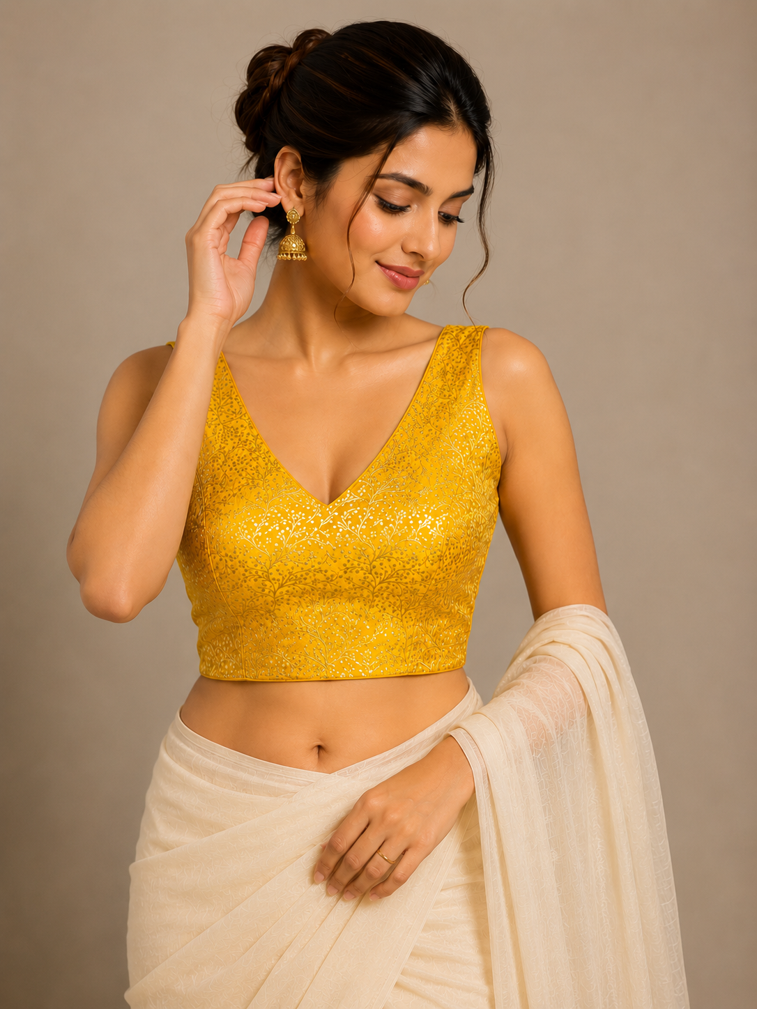 Rich Texture Jacquard Silk Designer Blouse