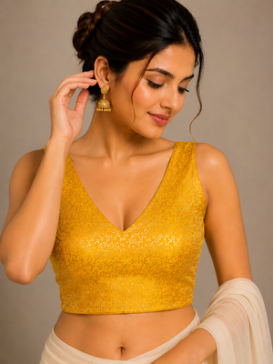 Rich Texture Jacquard Silk Designer Blouse