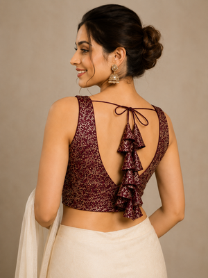 Rich Texture Jacquard Silk Designer Blouse
