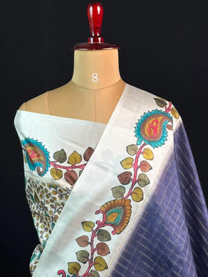 Premium Kalamkari Art Tussar Silk Saree