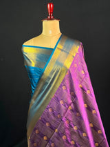 Semi Kanchi Gattiber Silk Saree with Grand Zari Border