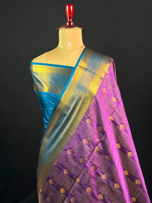 Semi Kanchi Gattiber Silk Saree with Grand Zari Border