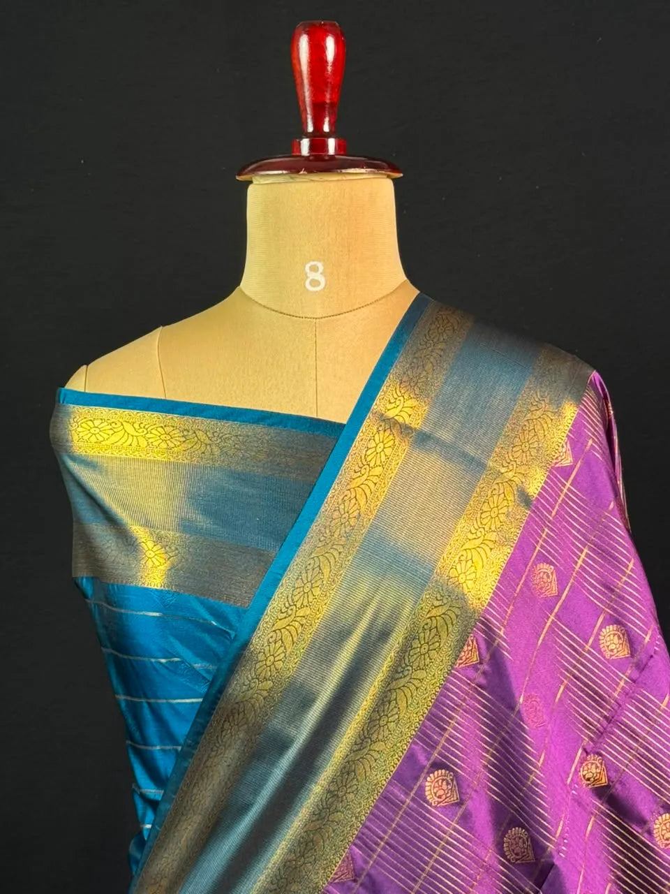 Semi Kanchi Gattiber Silk Saree with Grand Zari Border