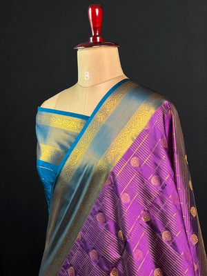 Semi Kanchi Gattiber Silk Saree with Grand Zari Border