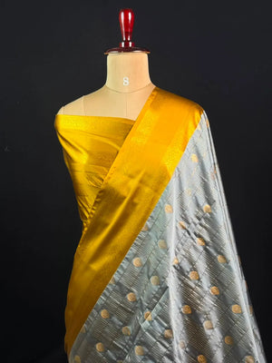 Semi Kanchi Gattiber Silk Saree with Grand Zari Border