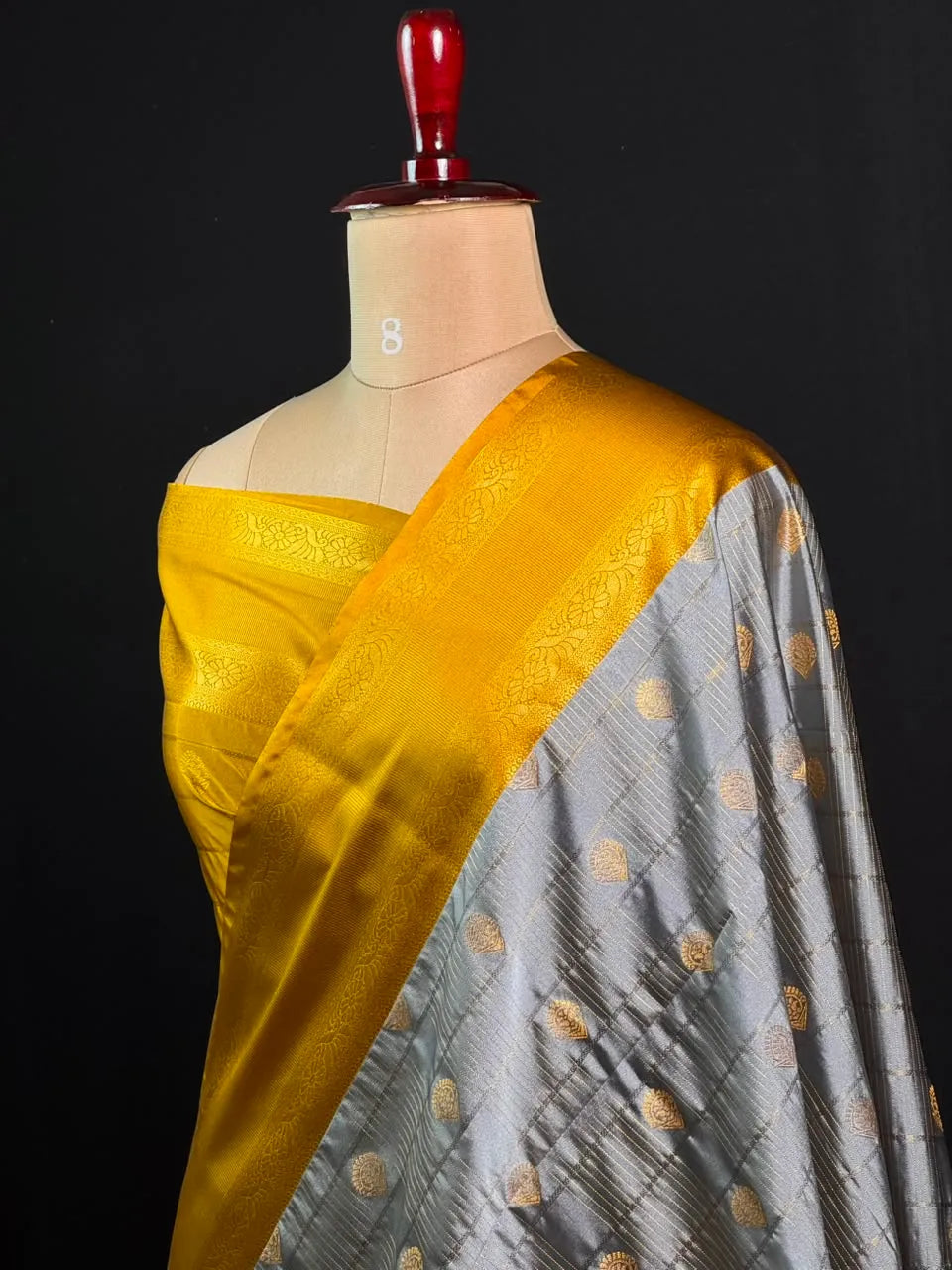 Semi Kanchi Gattiber Silk Saree with Grand Zari Border