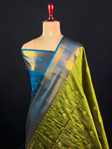 Semi Kanchi Gattiber Silk Saree with Grand Zari Border