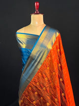 Semi Kanchi Gattiber Silk Saree with Grand Zari Border