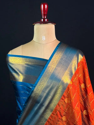 Semi Kanchi Gattiber Silk Saree with Grand Zari Border
