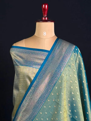 Semi Kanchi Tissue Silk Saree with Elegant Woven Border