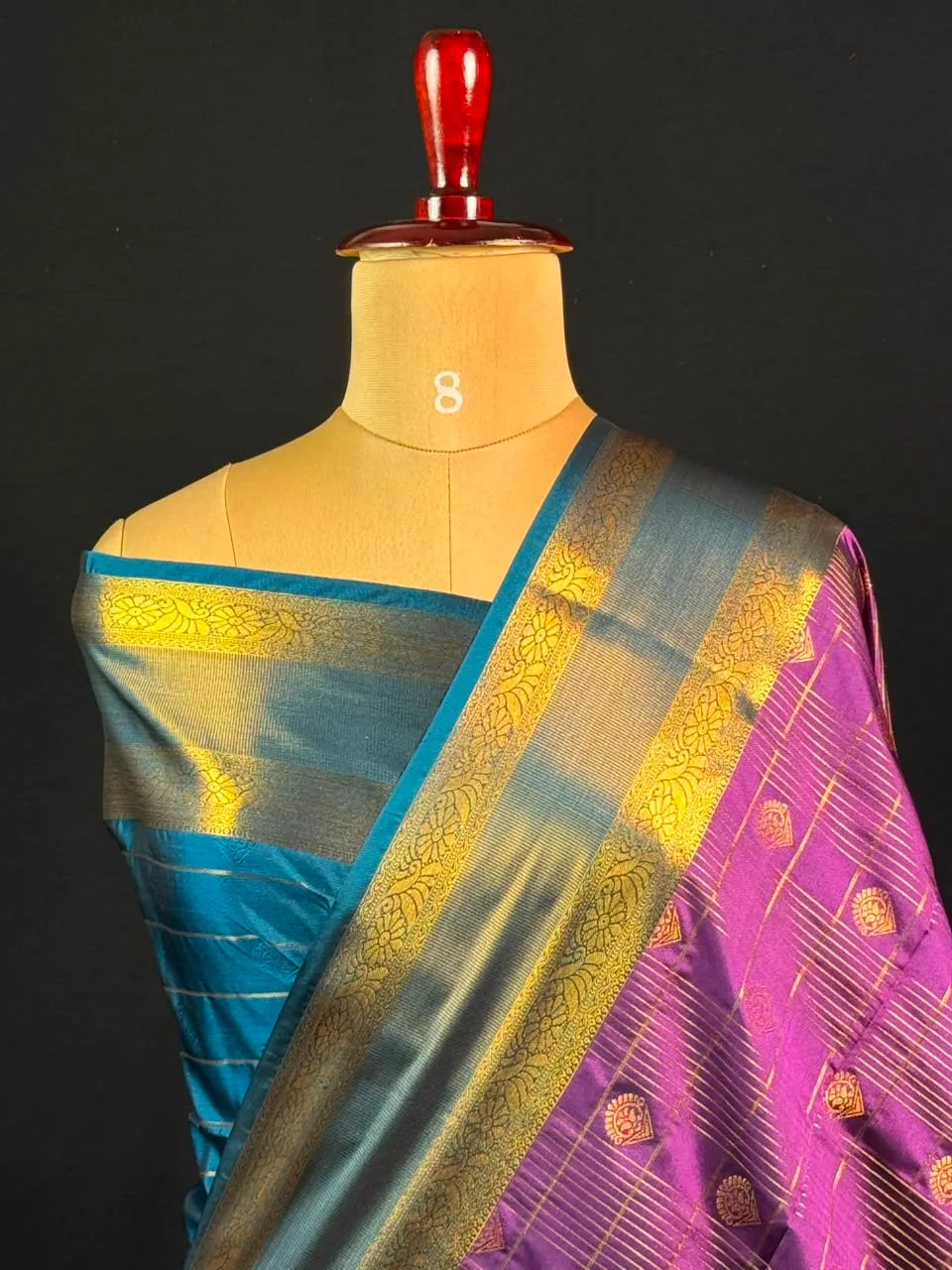 Semi Kanchi Gattiber Silk Saree with Grand Zari Border