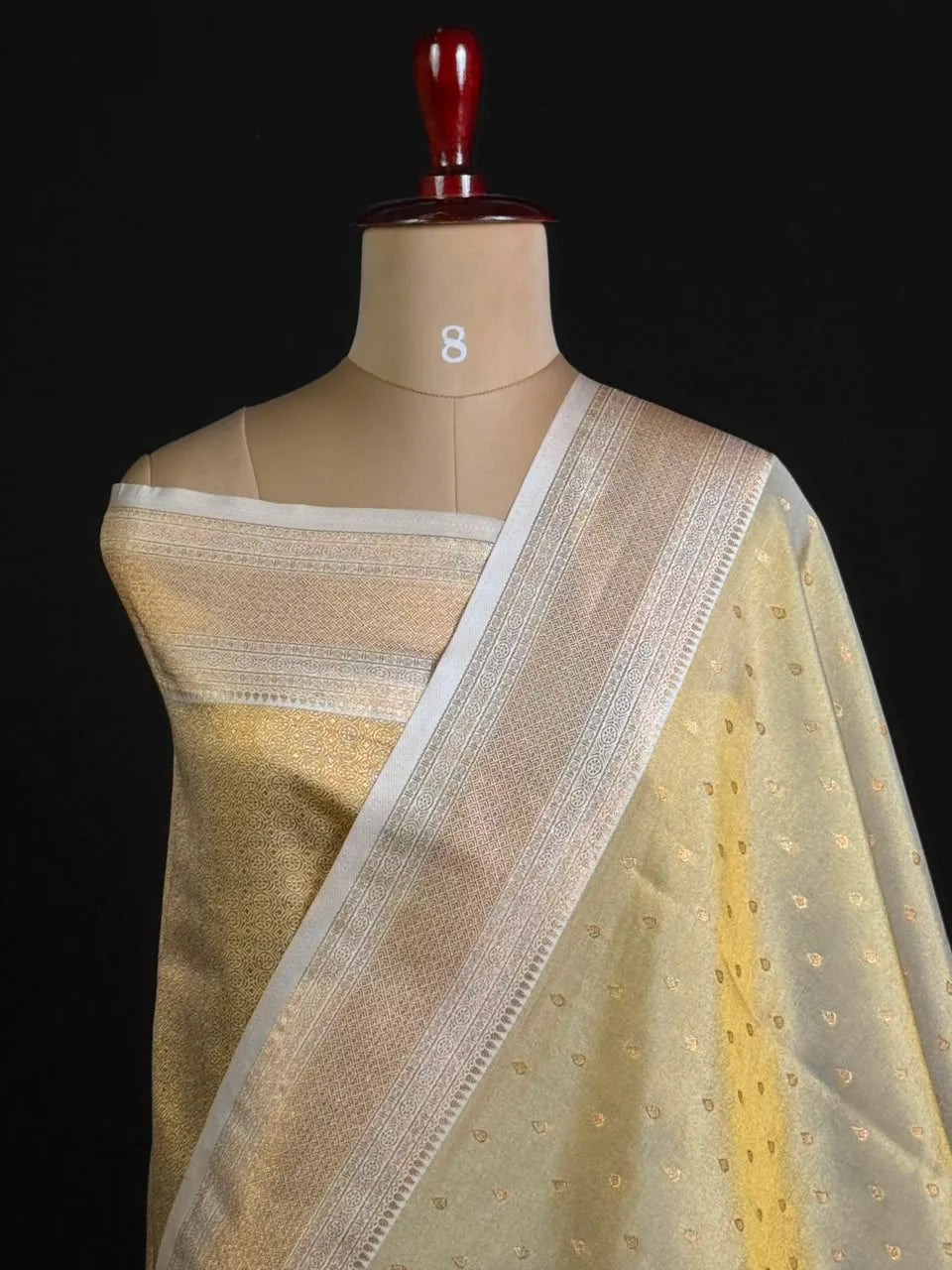 Semi Kanchi Tissue Silk Saree with Elegant Woven Border