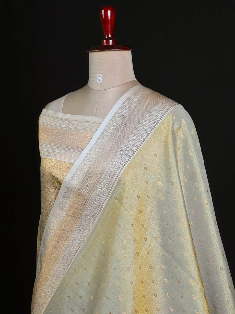 Semi Kanchi Tissue Silk Saree with Elegant Woven Border