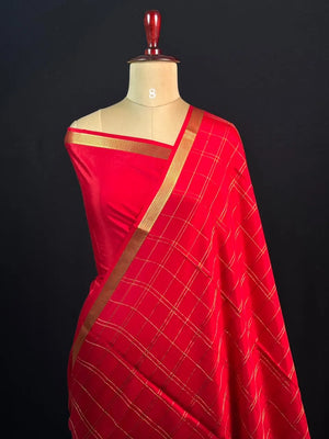 Luxury Pure Mysore Silk Saree with Karishma Self Chex Design