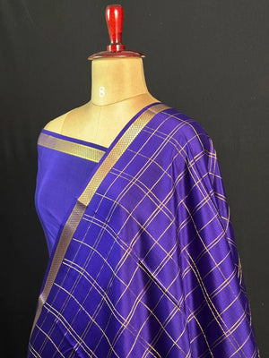 Luxury Pure Mysore Silk Saree with Karishma Self Chex Design