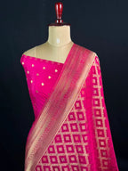 Latest Semi Georgette Silk Saree with Stunning Zari Pallu Design