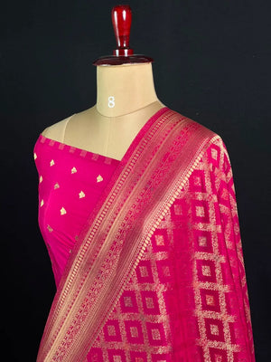 Latest Semi Georgette Silk Saree with Stunning Zari Pallu Design