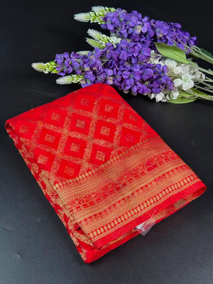 Latest Semi Georgette Silk Saree with Stunning Zari Pallu Design