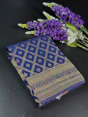 Latest Semi Georgette Silk Saree with Stunning Zari Pallu Design