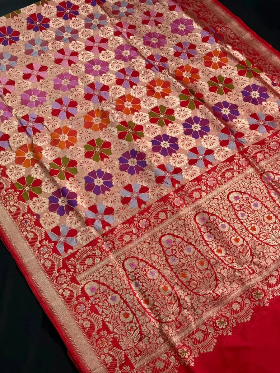 Pure Katan Silk Tilfi Saree with Meena Zari Work