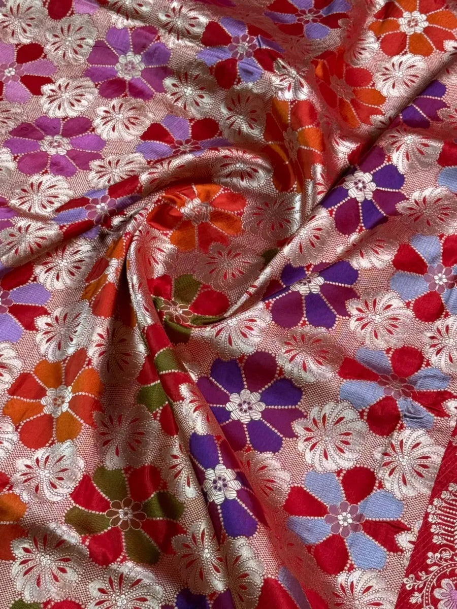 Pure Katan Silk Tilfi Saree with Meena Zari Work