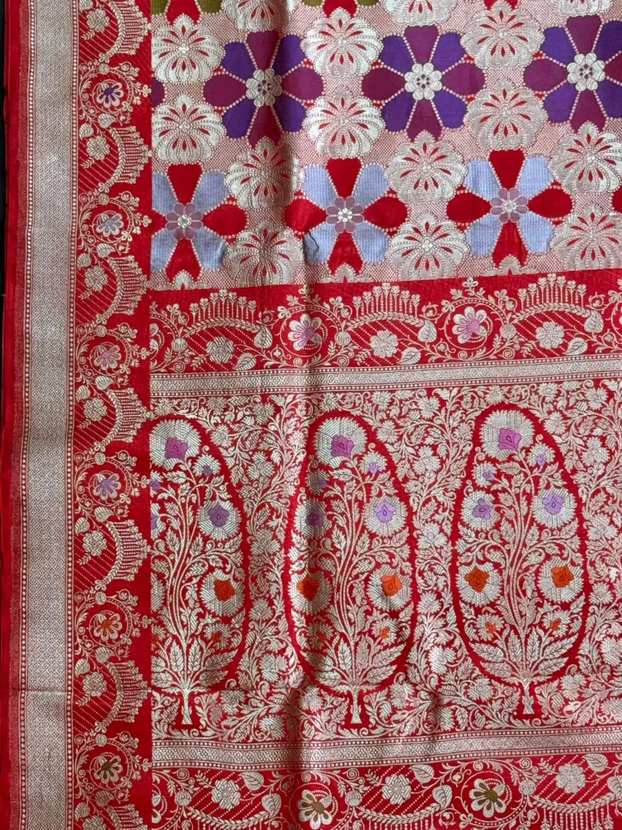 Pure Katan Silk Tilfi Saree with Meena Zari Work