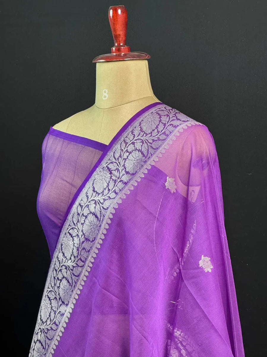 Banarasi Pure Khaddi Chiffon Saree