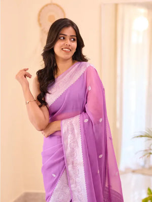 Banarasi Pure Khaddi Chiffon Saree