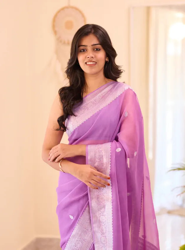 Banarasi Pure Khaddi Chiffon Saree