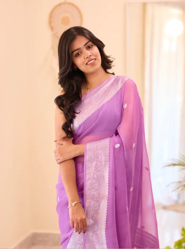 Banarasi Pure Khaddi Chiffon Saree