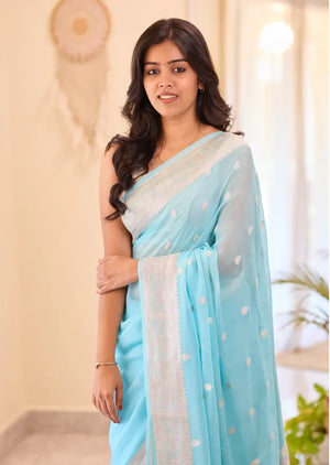 Banarasi Pure Khaddi Chiffon Saree
