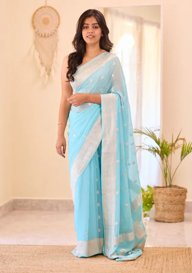 Banarasi Pure Khaddi Chiffon Saree