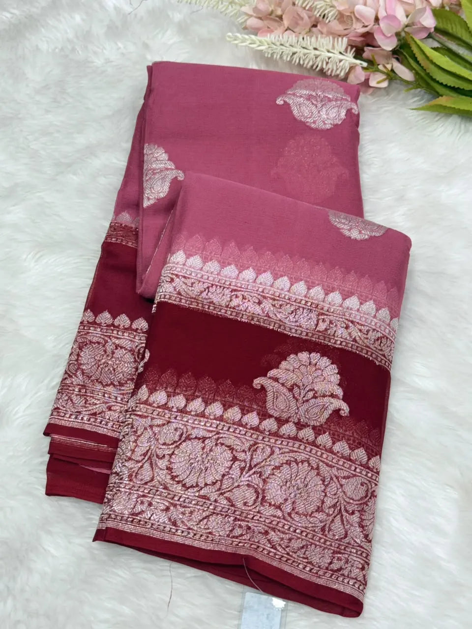 Banarasi Pure Khaddi Chiffon Metro Saree 
