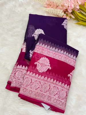 Banarasi Pure Khaddi Chiffon Metro Saree 