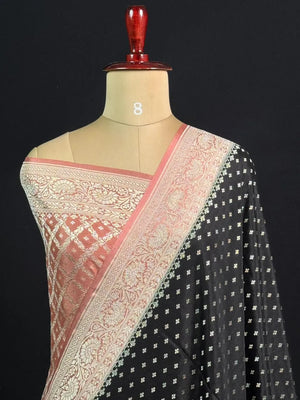Noor-e-Banaras Pure Crêpe Silver Zari Weave 