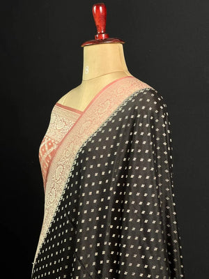 Noor-e-Banaras Pure Crêpe Silver Zari Weave 